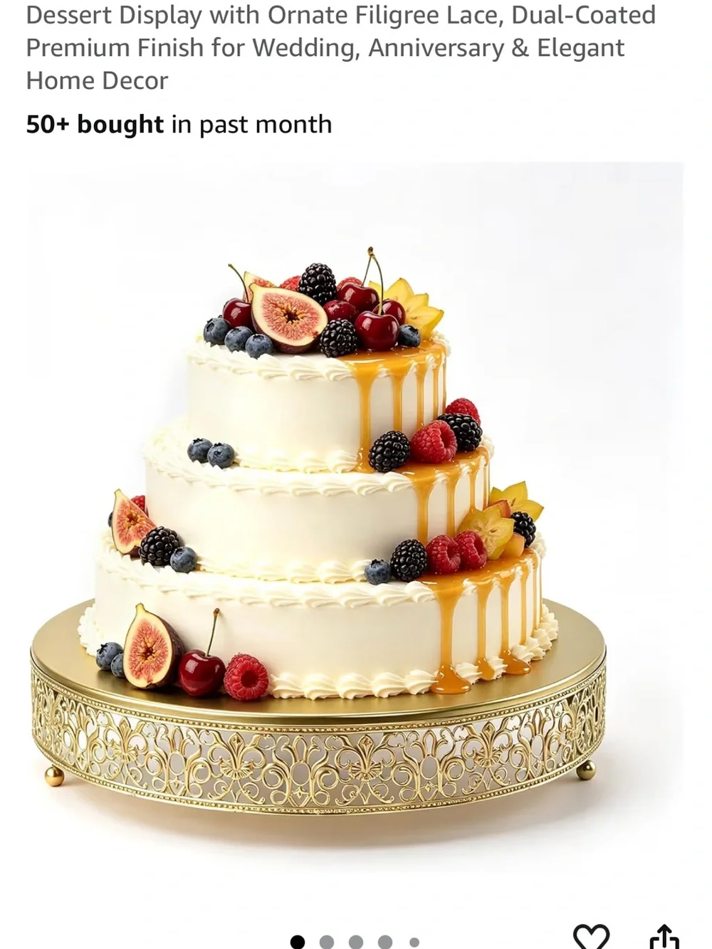 Ornate Filigree Gold Cake Stand - Elegant Dessert Display